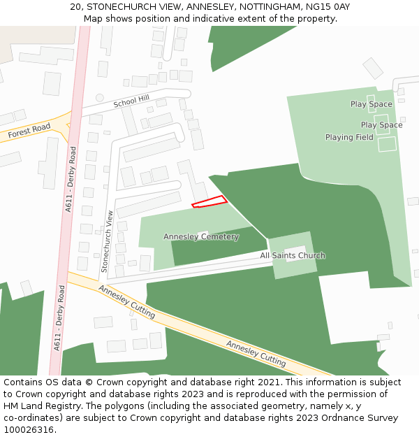 20, STONECHURCH VIEW, ANNESLEY, NOTTINGHAM, NG15 0AY: Location map and indicative extent of plot