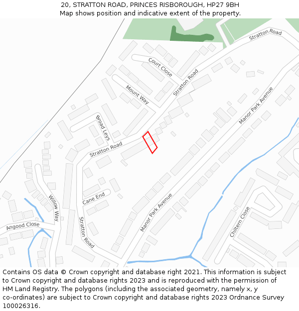 20, STRATTON ROAD, PRINCES RISBOROUGH, HP27 9BH: Location map and indicative extent of plot