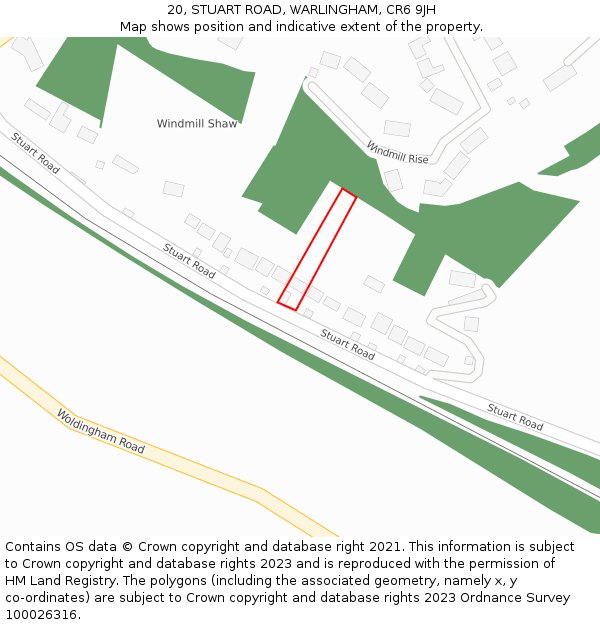 20, STUART ROAD, WARLINGHAM, CR6 9JH: Location map and indicative extent of plot