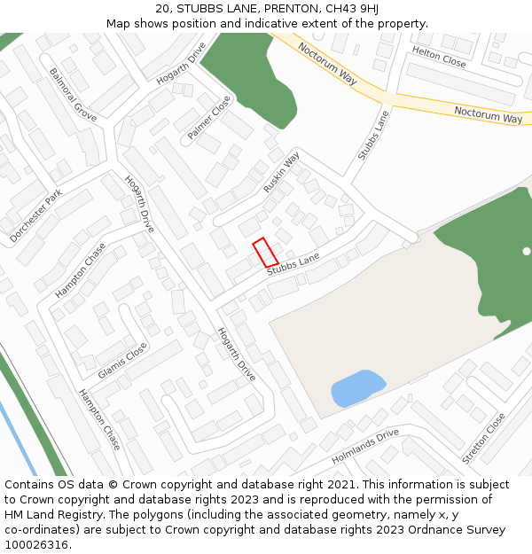 20, STUBBS LANE, PRENTON, CH43 9HJ: Location map and indicative extent of plot