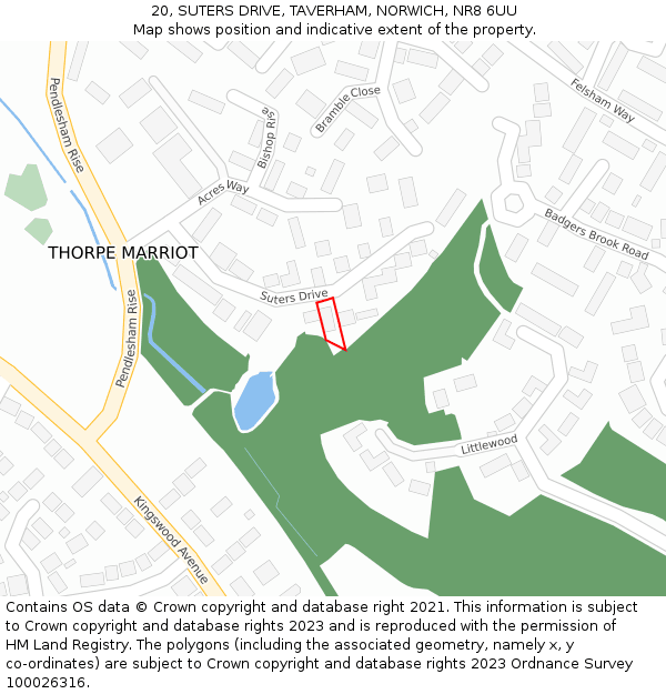 20, SUTERS DRIVE, TAVERHAM, NORWICH, NR8 6UU: Location map and indicative extent of plot