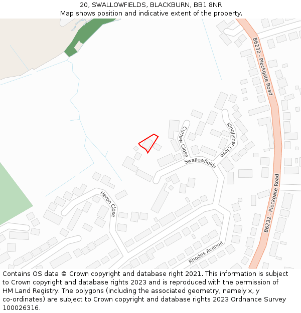 20, SWALLOWFIELDS, BLACKBURN, BB1 8NR: Location map and indicative extent of plot