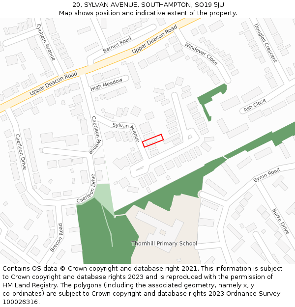 20, SYLVAN AVENUE, SOUTHAMPTON, SO19 5JU: Location map and indicative extent of plot