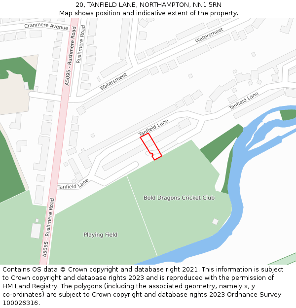 20, TANFIELD LANE, NORTHAMPTON, NN1 5RN: Location map and indicative extent of plot