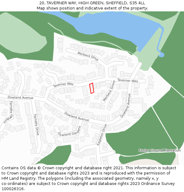 20, TAVERNER WAY, HIGH GREEN, SHEFFIELD, S35 4LL: Location map and indicative extent of plot