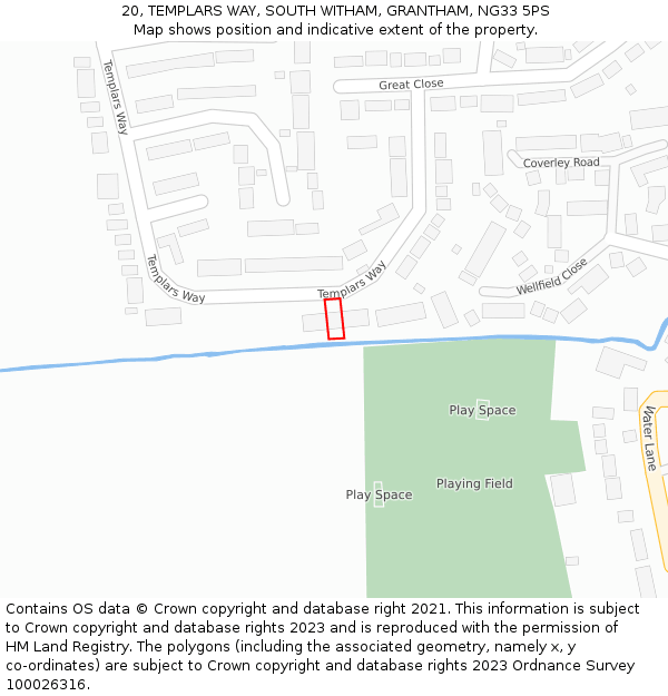 20, TEMPLARS WAY, SOUTH WITHAM, GRANTHAM, NG33 5PS: Location map and indicative extent of plot