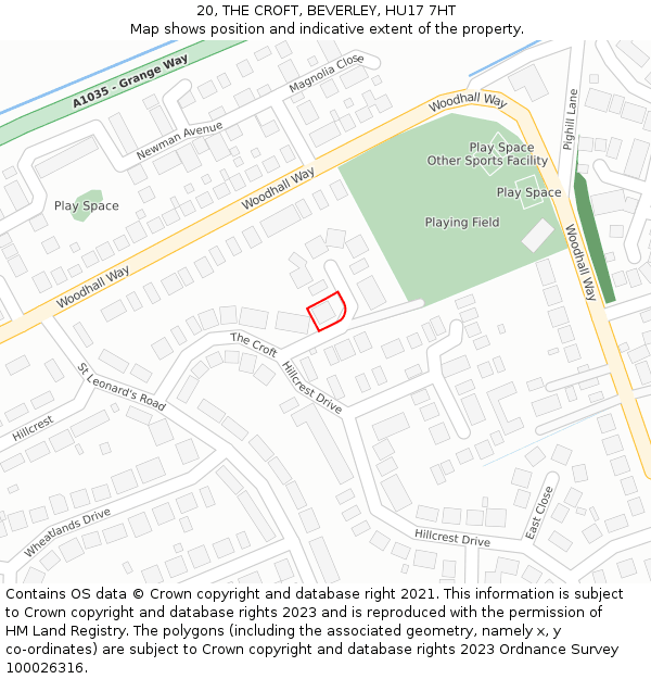 20, THE CROFT, BEVERLEY, HU17 7HT: Location map and indicative extent of plot