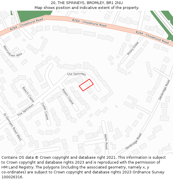 20, THE SPINNEYS, BROMLEY, BR1 2NU: Location map and indicative extent of plot