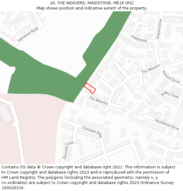 20, THE WEAVERS, MAIDSTONE, ME16 0NZ: Location map and indicative extent of plot