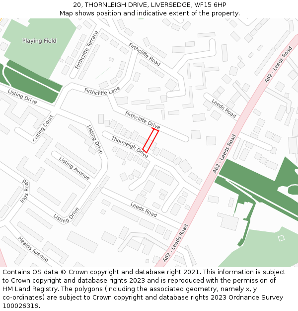 20, THORNLEIGH DRIVE, LIVERSEDGE, WF15 6HP: Location map and indicative extent of plot