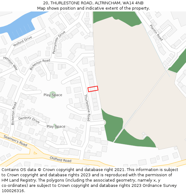 20, THURLESTONE ROAD, ALTRINCHAM, WA14 4NB: Location map and indicative extent of plot