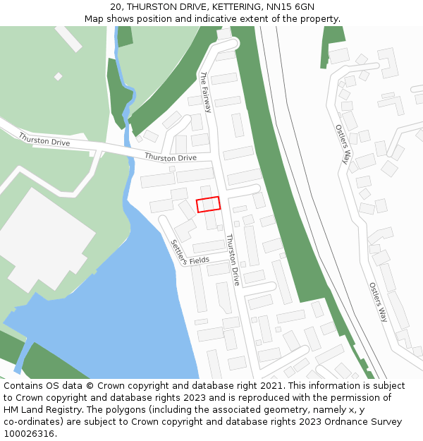 20, THURSTON DRIVE, KETTERING, NN15 6GN: Location map and indicative extent of plot