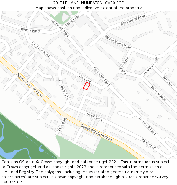 20, TILE LANE, NUNEATON, CV10 9GD: Location map and indicative extent of plot