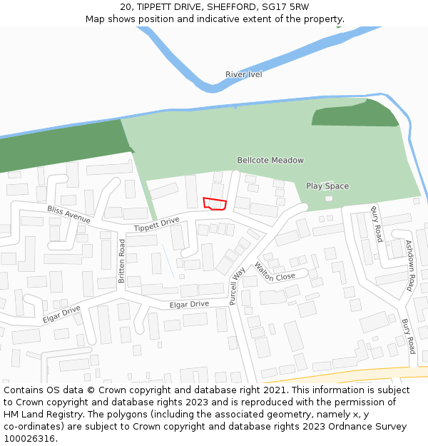 20, TIPPETT DRIVE, SHEFFORD, SG17 5RW: Location map and indicative extent of plot