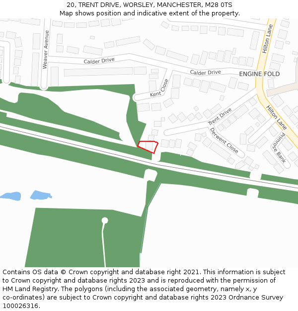 20, TRENT DRIVE, WORSLEY, MANCHESTER, M28 0TS: Location map and indicative extent of plot