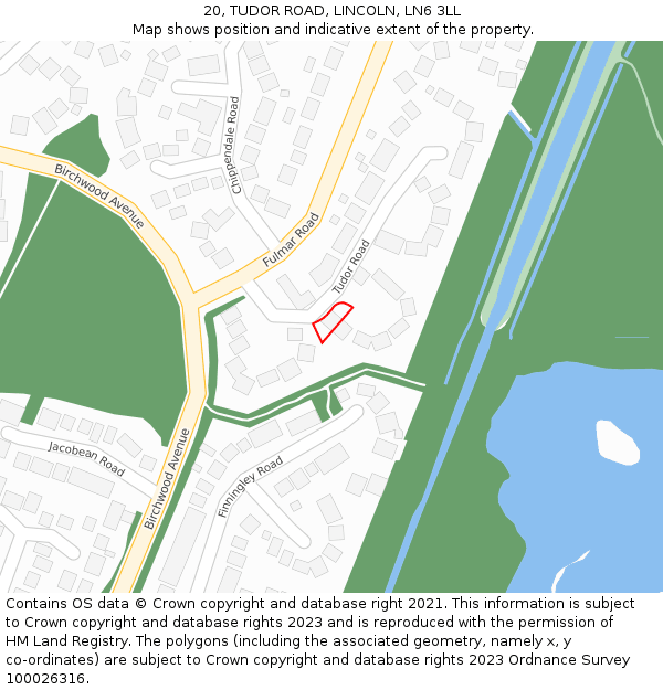 20, TUDOR ROAD, LINCOLN, LN6 3LL: Location map and indicative extent of plot