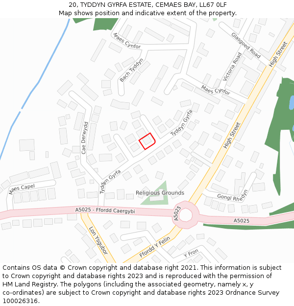 20, TYDDYN GYRFA ESTATE, CEMAES BAY, LL67 0LF: Location map and indicative extent of plot