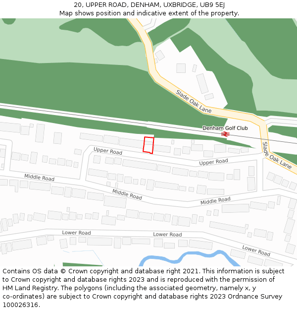 20, UPPER ROAD, DENHAM, UXBRIDGE, UB9 5EJ: Location map and indicative extent of plot