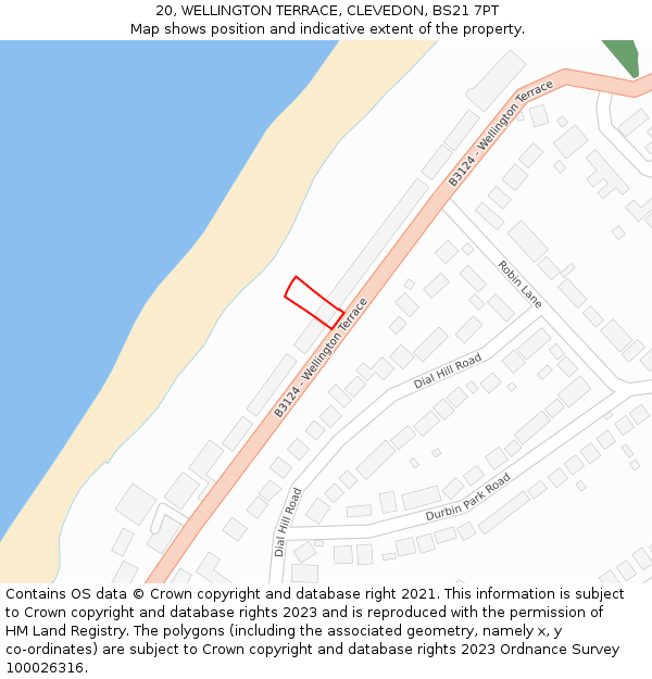 20, WELLINGTON TERRACE, CLEVEDON, BS21 7PT: Location map and indicative extent of plot