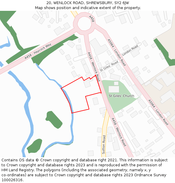 20, WENLOCK ROAD, SHREWSBURY, SY2 6JW: Location map and indicative extent of plot