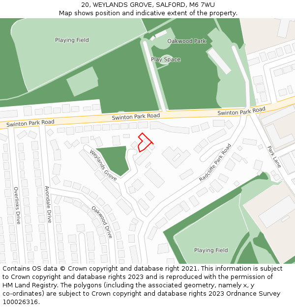 20, WEYLANDS GROVE, SALFORD, M6 7WU: Location map and indicative extent of plot