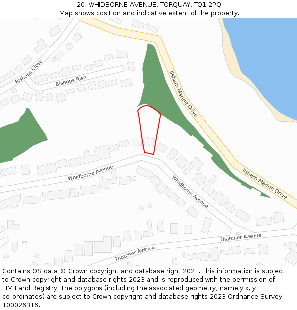 20, WHIDBORNE AVENUE, TORQUAY, TQ1 2PQ: Location map and indicative extent of plot