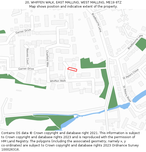 20, WHIFFEN WALK, EAST MALLING, WEST MALLING, ME19 6TZ: Location map and indicative extent of plot