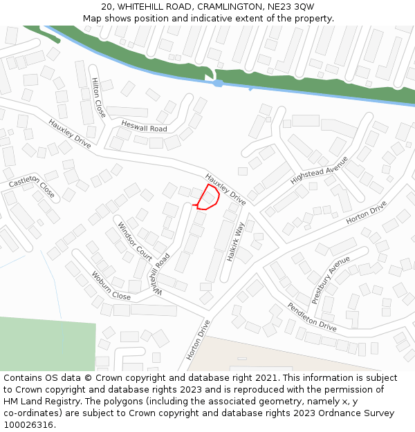 20, WHITEHILL ROAD, CRAMLINGTON, NE23 3QW: Location map and indicative extent of plot