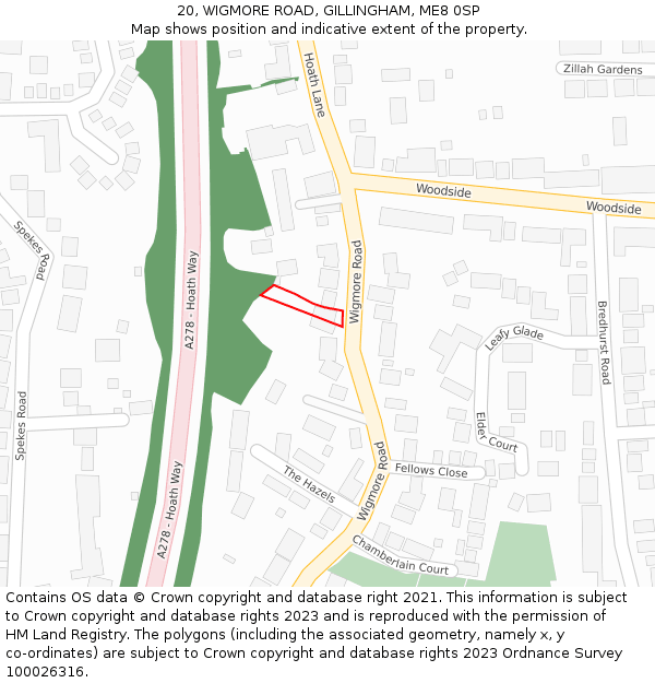 20, WIGMORE ROAD, GILLINGHAM, ME8 0SP: Location map and indicative extent of plot