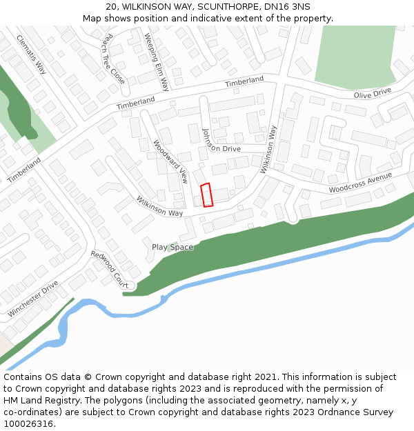 20, WILKINSON WAY, SCUNTHORPE, DN16 3NS: Location map and indicative extent of plot