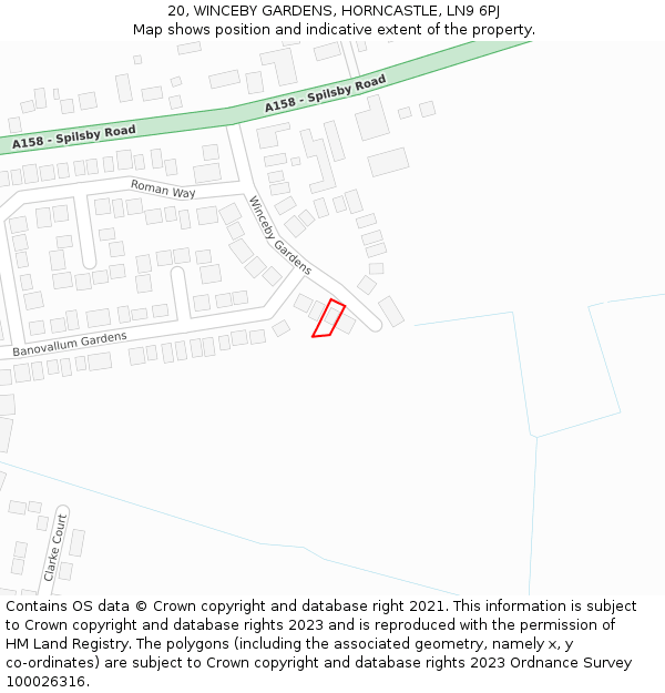 20, WINCEBY GARDENS, HORNCASTLE, LN9 6PJ: Location map and indicative extent of plot