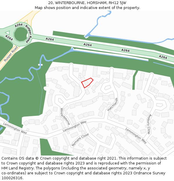 20, WINTERBOURNE, HORSHAM, RH12 5JW: Location map and indicative extent of plot