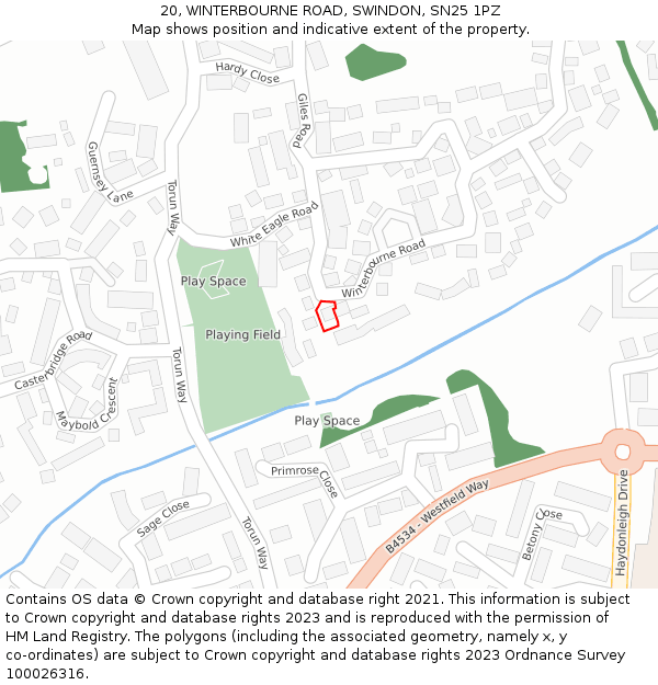 20, WINTERBOURNE ROAD, SWINDON, SN25 1PZ: Location map and indicative extent of plot
