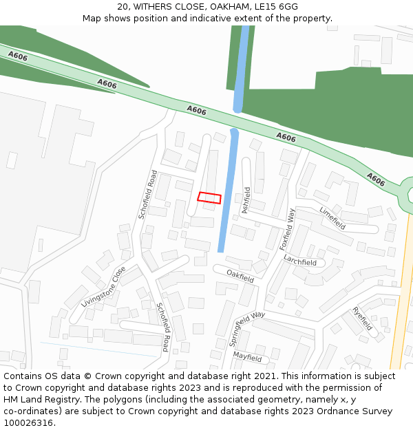 20, WITHERS CLOSE, OAKHAM, LE15 6GG: Location map and indicative extent of plot