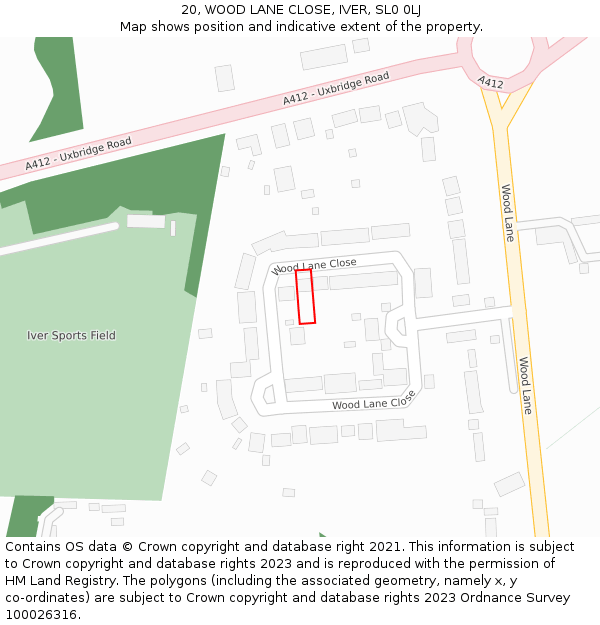 20, WOOD LANE CLOSE, IVER, SL0 0LJ: Location map and indicative extent of plot