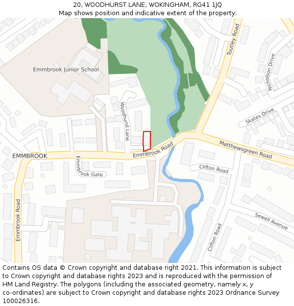 20, WOODHURST LANE, WOKINGHAM, RG41 1JQ: Location map and indicative extent of plot