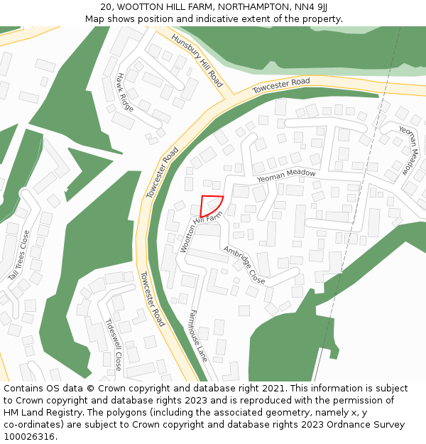 20, WOOTTON HILL FARM, NORTHAMPTON, NN4 9JJ: Location map and indicative extent of plot