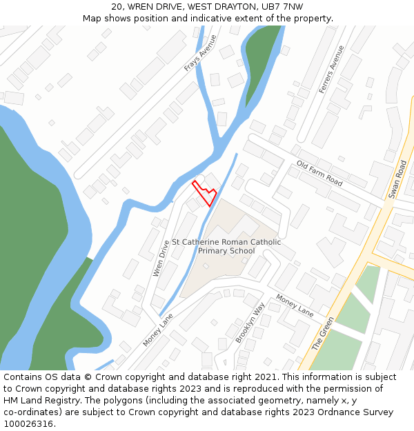 20, WREN DRIVE, WEST DRAYTON, UB7 7NW: Location map and indicative extent of plot