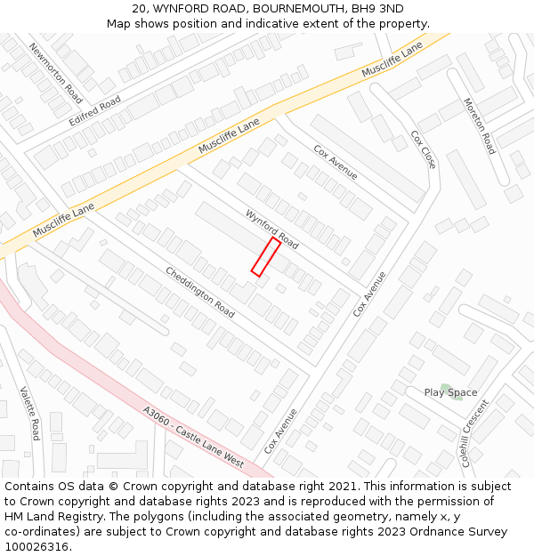 20, WYNFORD ROAD, BOURNEMOUTH, BH9 3ND: Location map and indicative extent of plot