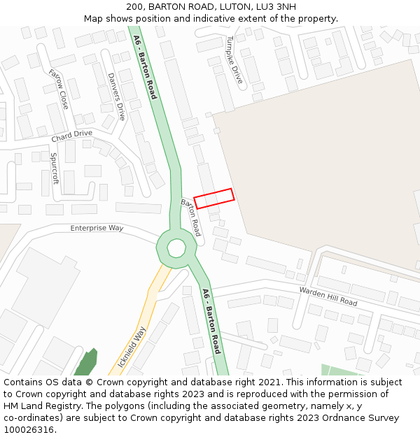 200, BARTON ROAD, LUTON, LU3 3NH: Location map and indicative extent of plot