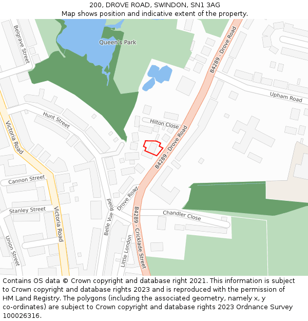 200, DROVE ROAD, SWINDON, SN1 3AG: Location map and indicative extent of plot