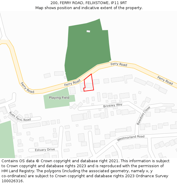 200, FERRY ROAD, FELIXSTOWE, IP11 9RT: Location map and indicative extent of plot