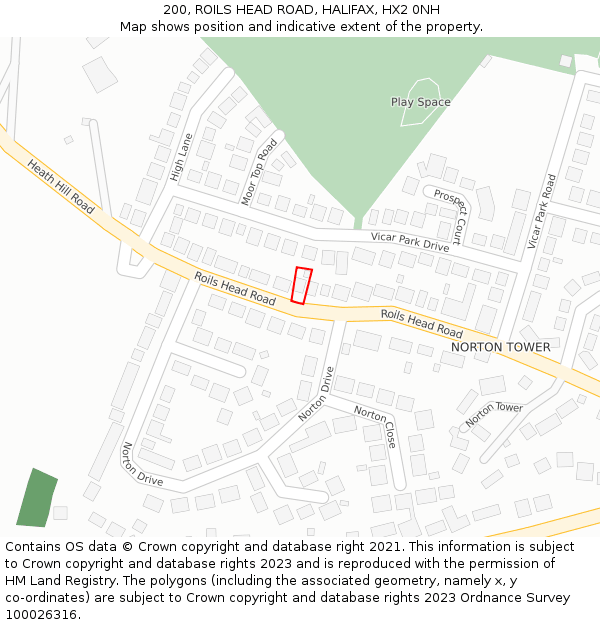 200, ROILS HEAD ROAD, HALIFAX, HX2 0NH: Location map and indicative extent of plot