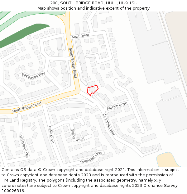 200, SOUTH BRIDGE ROAD, HULL, HU9 1SU: Location map and indicative extent of plot