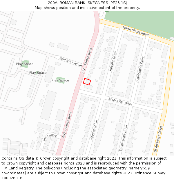 200A, ROMAN BANK, SKEGNESS, PE25 1SJ: Location map and indicative extent of plot