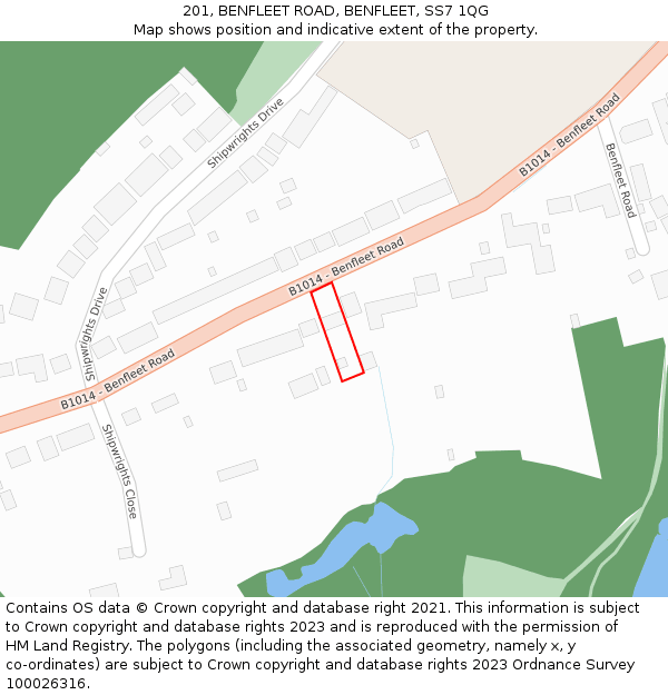 201, BENFLEET ROAD, BENFLEET, SS7 1QG: Location map and indicative extent of plot
