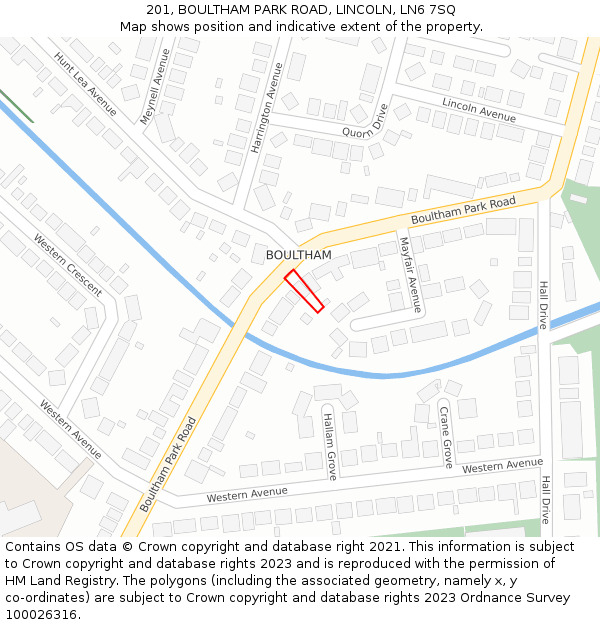 201, BOULTHAM PARK ROAD, LINCOLN, LN6 7SQ: Location map and indicative extent of plot