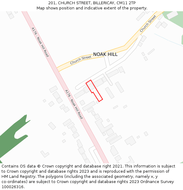 201, CHURCH STREET, BILLERICAY, CM11 2TP: Location map and indicative extent of plot