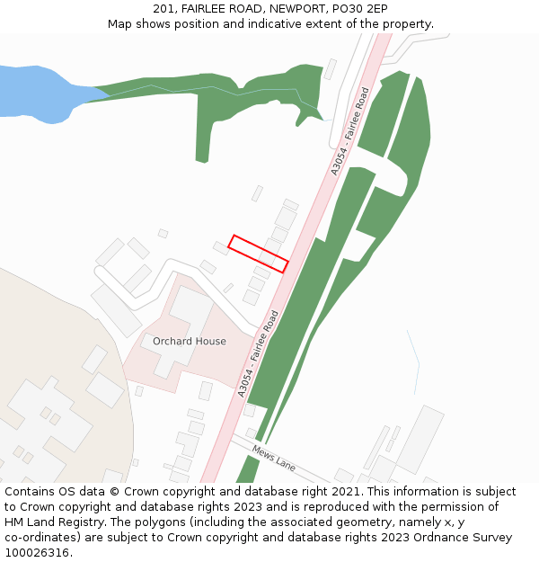 201, FAIRLEE ROAD, NEWPORT, PO30 2EP: Location map and indicative extent of plot