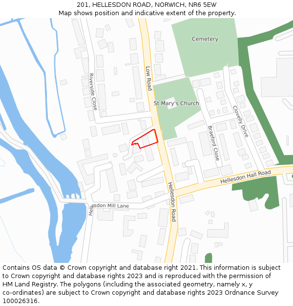 201, HELLESDON ROAD, NORWICH, NR6 5EW: Location map and indicative extent of plot